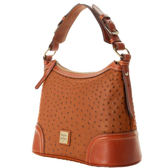Dooney & Bourke Ostrich Hobo Shoulder Bag - Caramel - Picture 2 of 4